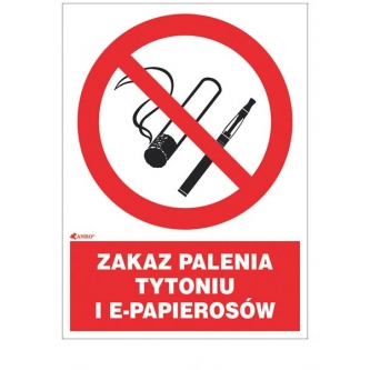 Zakaz palenia tytoniu i e-papierosów (nalepka) 150x200 Z 12P5 F