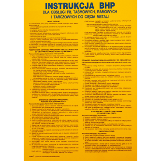 Instrukcja BHP przy pile taśm., tarcz. do metalu (PCV) 330x460 Z