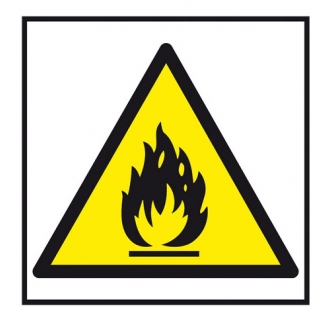 Niebezpieczeństwo pożaru materiały łatwo palne (nalepka) 200x200