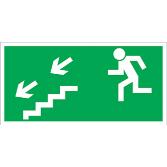 Kierunek do wyjścia schodami w dół w lewo  (nalepka) 150x300  Z