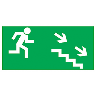 Kierunek do wyjścia schodami w dół w prawo  (nalepka) 150x300  Z